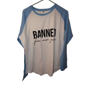 Royal Avalon Sport Banned From Mom Groups Raglan Baseball Tee Blue White 2XL
